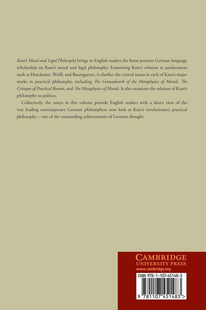 Weitere Ansicht: Kant's Moral and Legal Philosophy | Otfried Hoffe