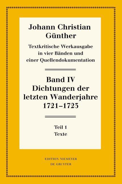 Produktbild: Dichtungen der letzten Wanderjahre 1721-1723