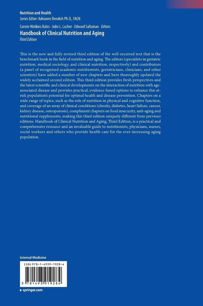 Weitere Ansicht: Handbook of Clinical Nutrition and Aging
