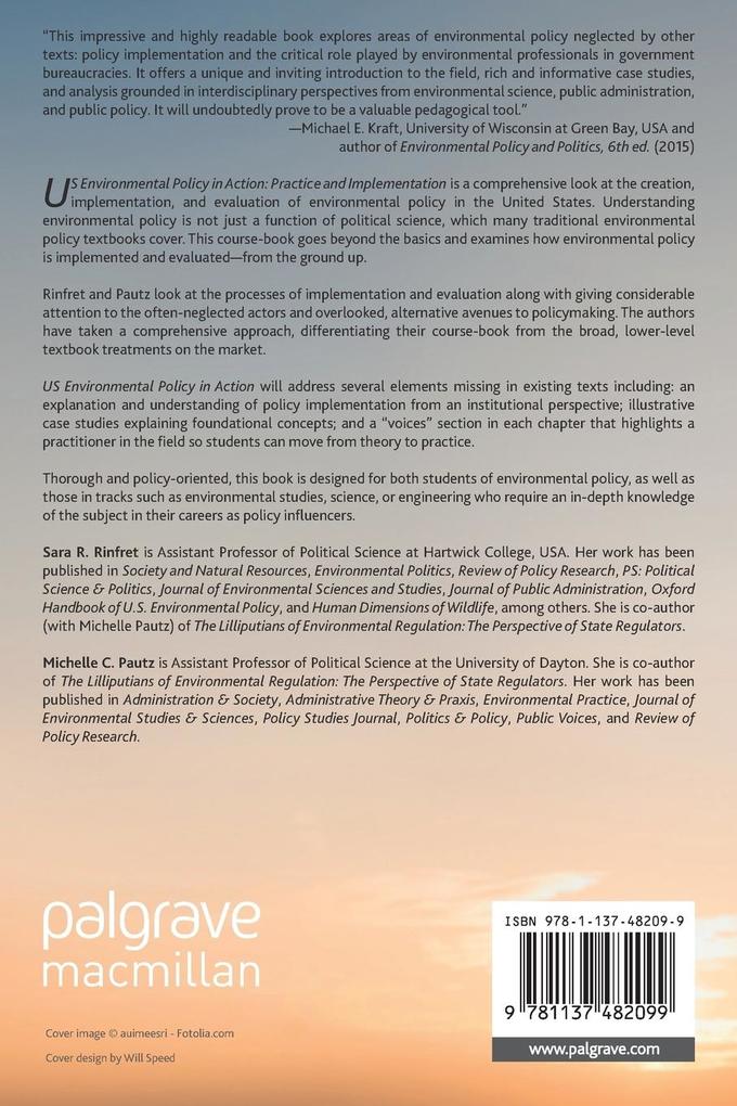 Weitere Ansicht: US Environmental Policy in Action | S. Rinfret, M. Pautz, Sara R Rinfret, Michelle C Pautz