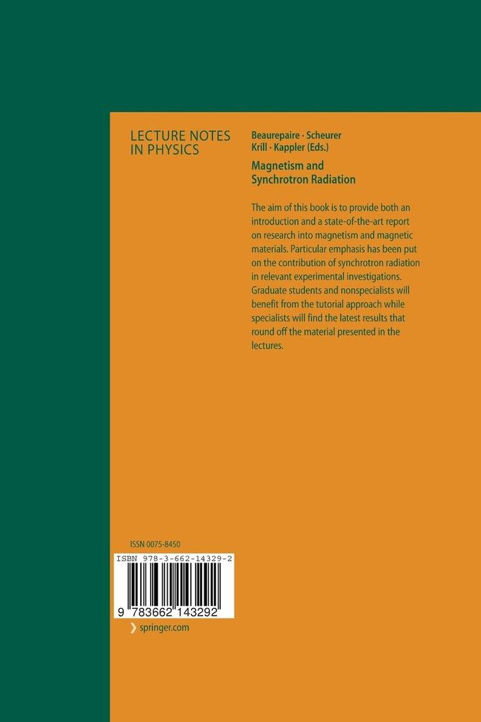 Weitere Ansicht: Magnetism and Synchrotron Radiation