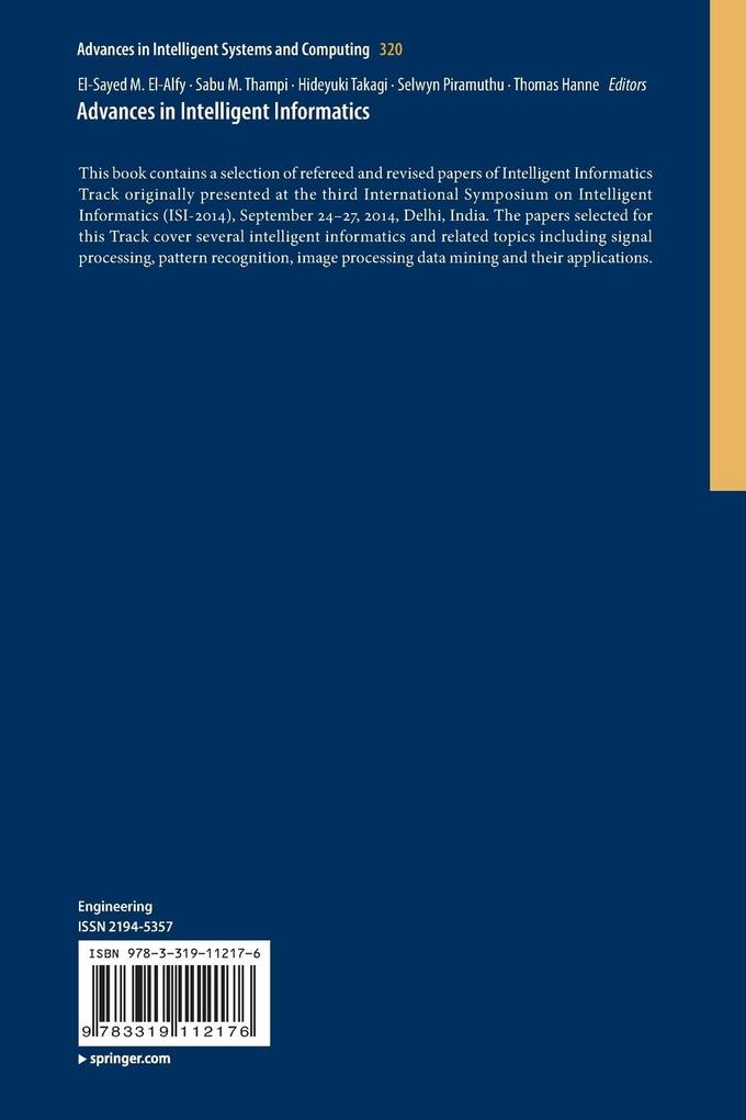 Weitere Ansicht: Advances in Intelligent Informatics
