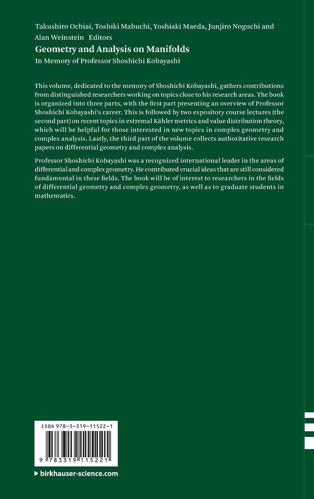 Weitere Ansicht: Geometry and Analysis on Manifolds