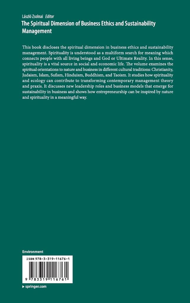 Weitere Ansicht: The Spiritual Dimension of Business Ethics and Sustainability Management
