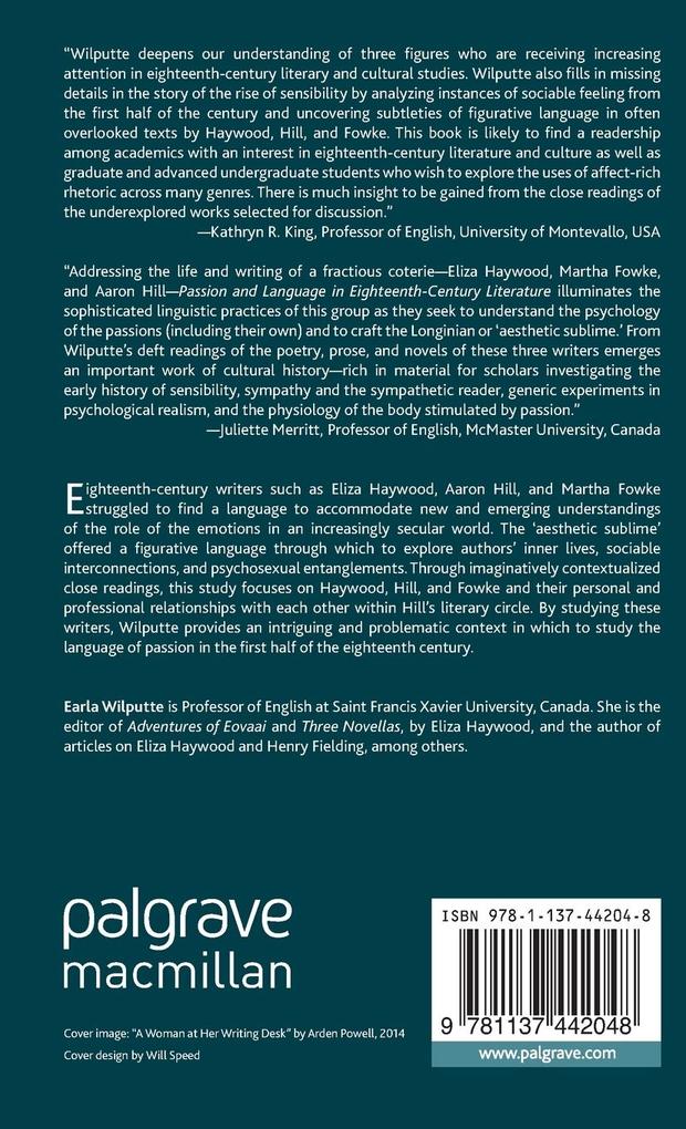 Weitere Ansicht: Passion and Language in Eighteenth-Century Literature | Earla Wilputte