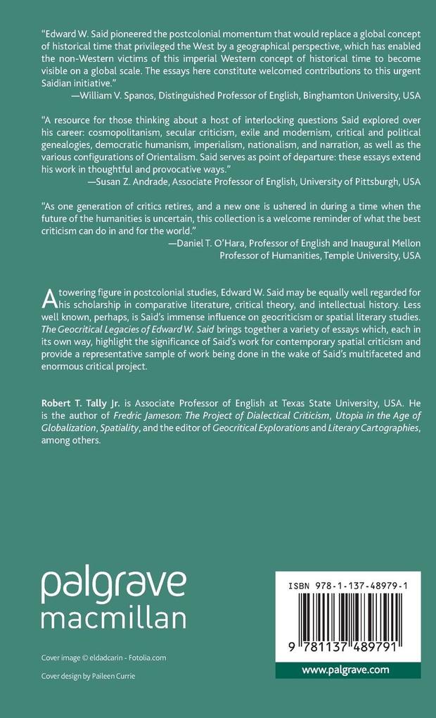 Weitere Ansicht: The Geocritical Legacies of Edward W. Said