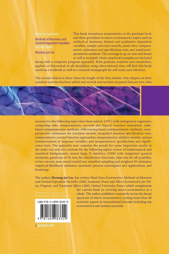 Weitere Ansicht: Micro-Econometrics | Myoung-Jae Lee