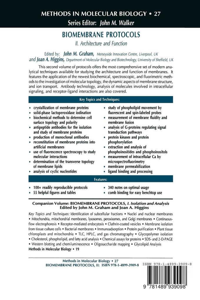 Weitere Ansicht: Biomembrane Protocols | John M. Graham, Joan A. Higgins
