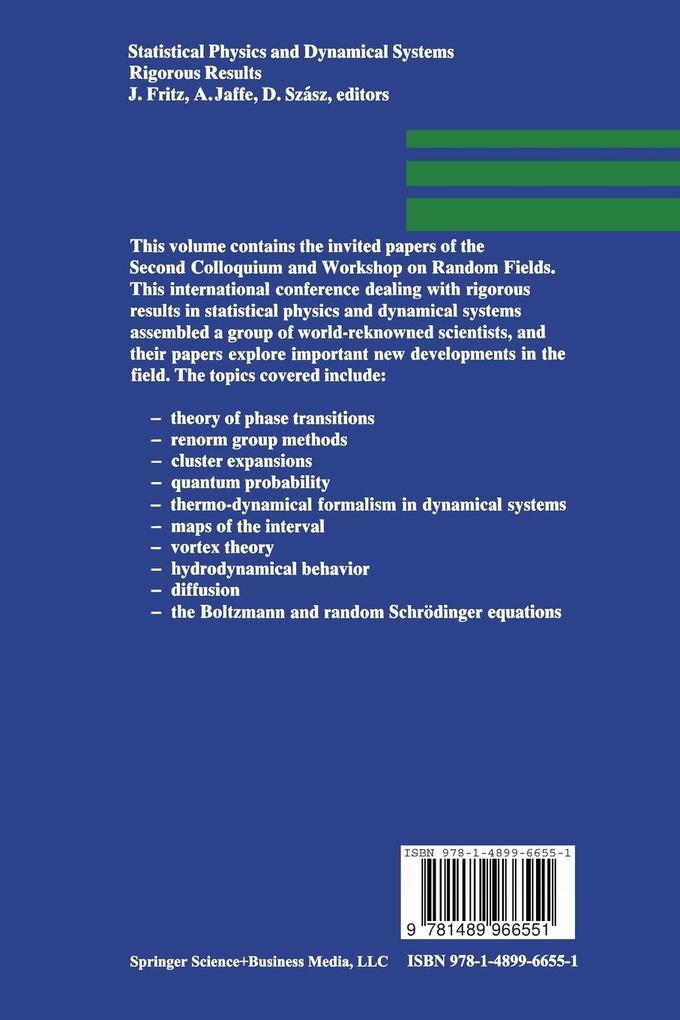 Weitere Ansicht: Statistical Physics and Dynamical Systems | Fritz, Jaffe, Szasz