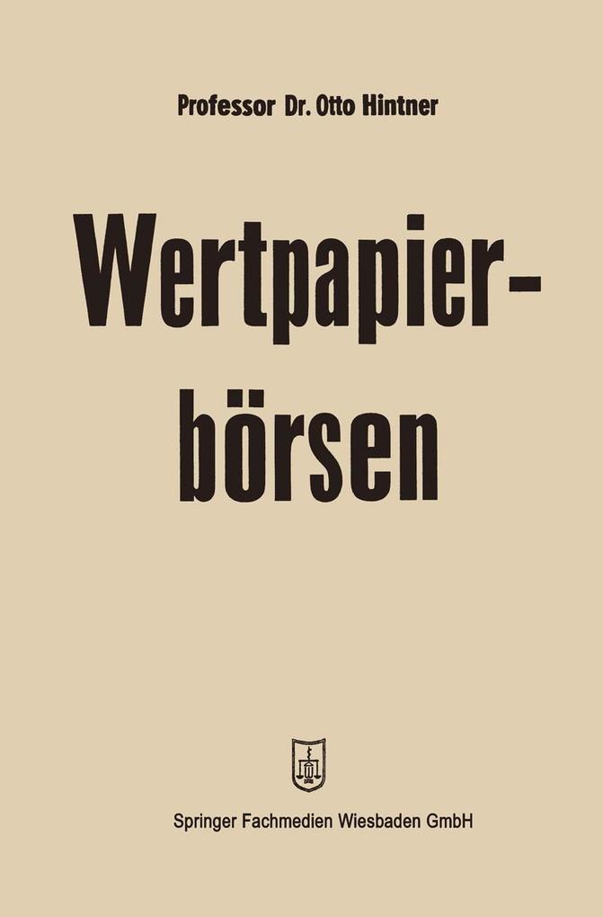 Produktbild: Wertpapierbörsen | Otto Hintner
