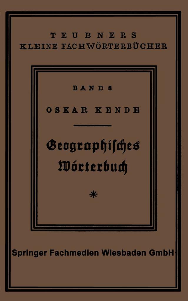 Produktbild: Geographisches Wörterbuch | Oskar Kende