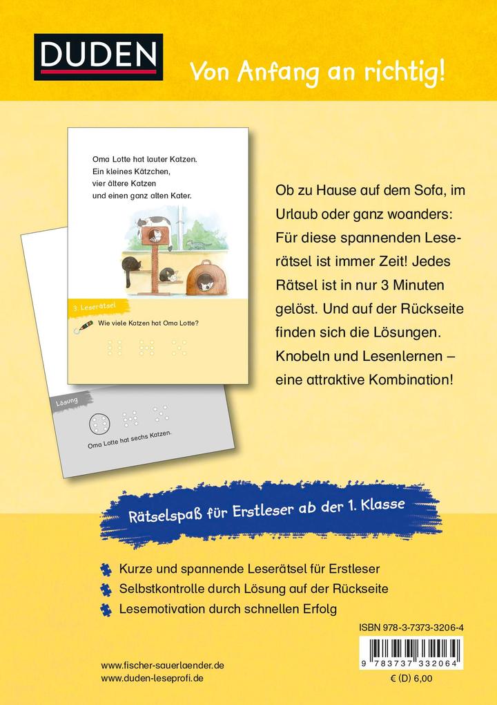 Weitere Ansicht: Leseprofi - 3-Minuten-Leserätsel für Erstleser: Einfach tierisch | Susanna Moll, Sophia Marzolff