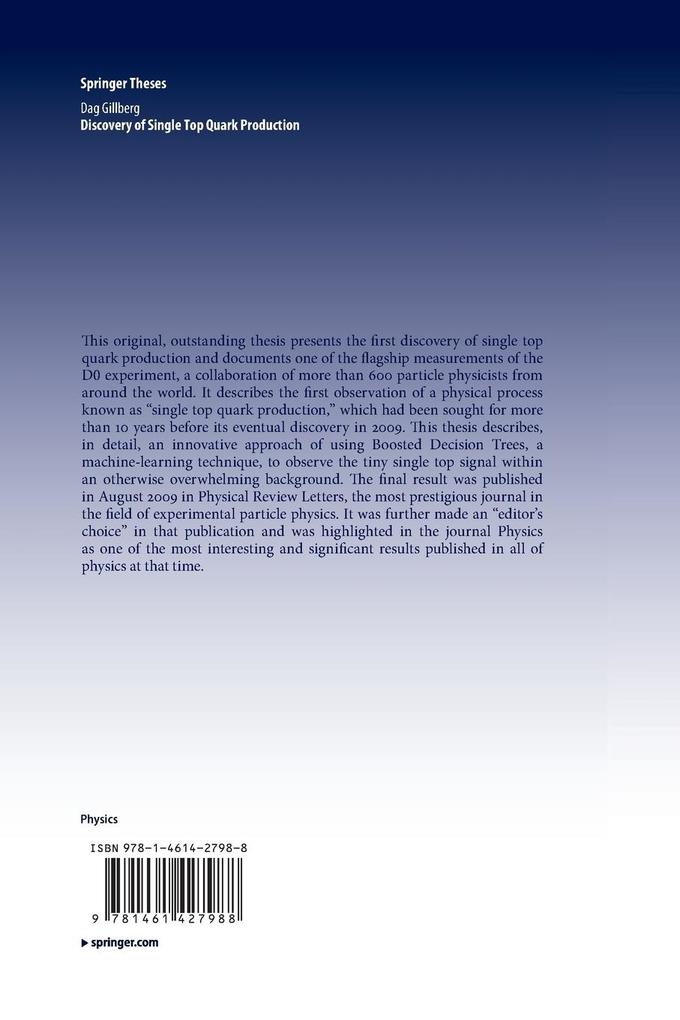 Weitere Ansicht: Discovery of Single Top Quark Production | Dag Gillberg