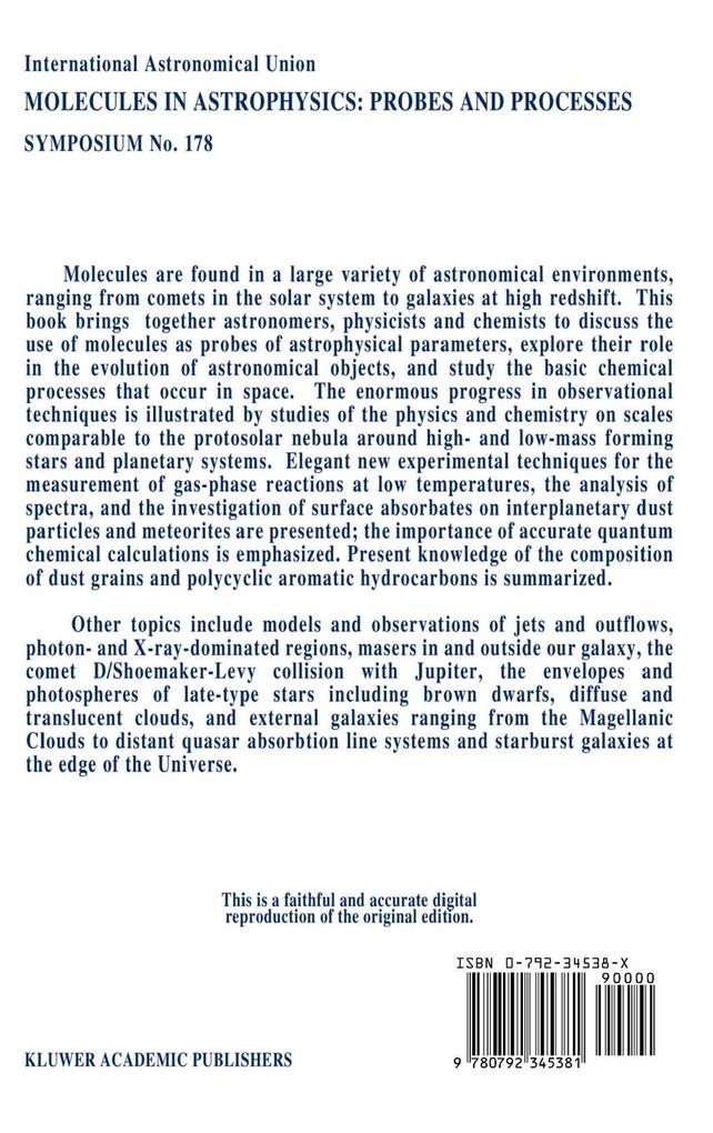 Weitere Ansicht: Molecules in Astrophysics: Probes and Processes