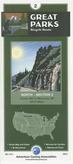 Great Parks North Bicycle Route #2: Fernie, British Columbia - Missoula, Montana (379 Miles) als Blätter und Karten