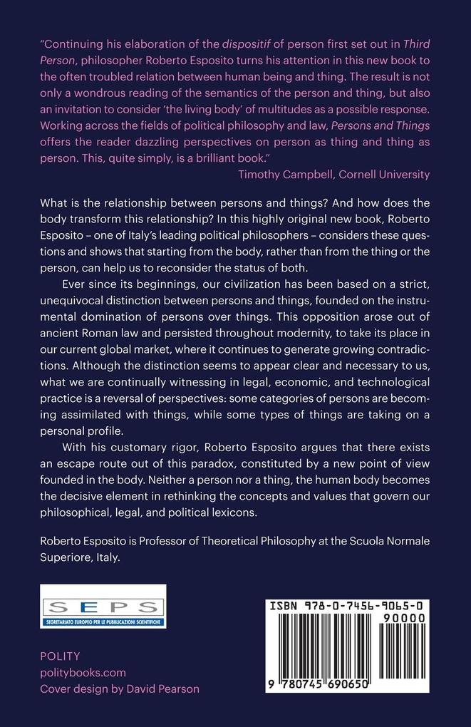 Weitere Ansicht: Persons and Things | Roberto Esposito