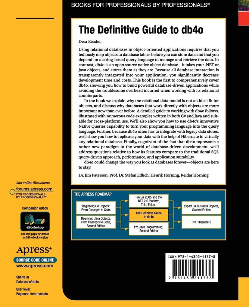 Weitere Ansicht: The Definitive Guide to db4o | Stefan Edlich, Jim Paterson