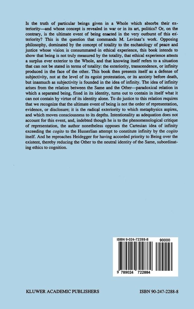 Weitere Ansicht: Totality and Infinity | E. Levinas, Emmanuel Lévinas