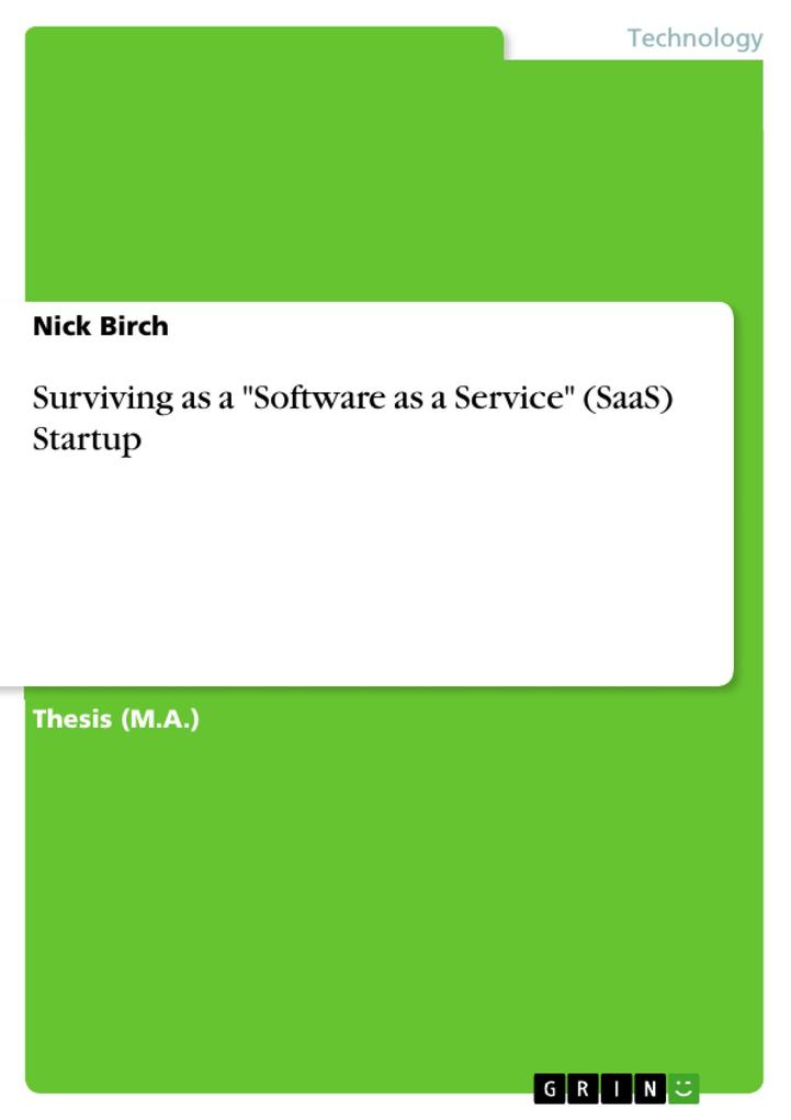Surviving as a "Software as a Service" (SaaS) Startup als Taschenbuch
