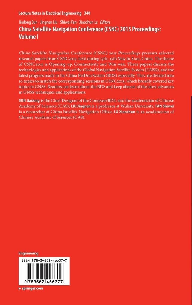 Weitere Ansicht: China Satellite Navigation Conference (CSNC) 2015 Proceedings: Volume I