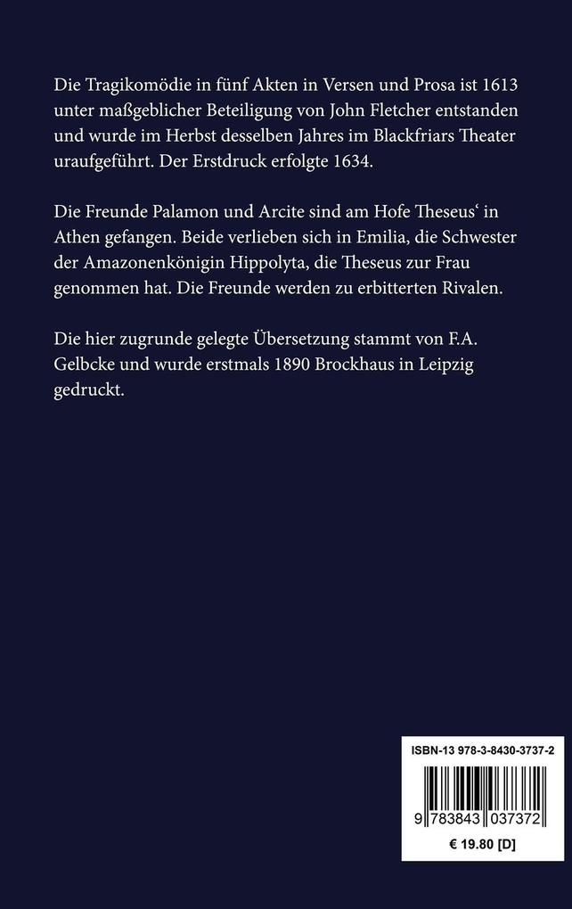 Weitere Ansicht: Die beiden edlen Vettern | William Shakespeare, John Fletcher