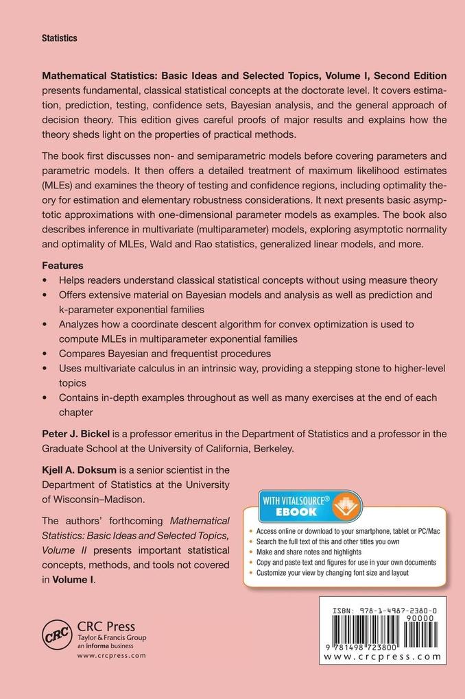 Weitere Ansicht: Mathematical Statistics | Peter J. Bickel, Kjell A. Doksum