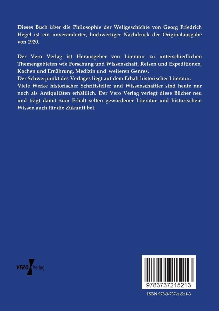 Weitere Ansicht: Vorlesungen über die Philosophie der Weltgeschichte | Georg Wilhelm Friedrich Hegel