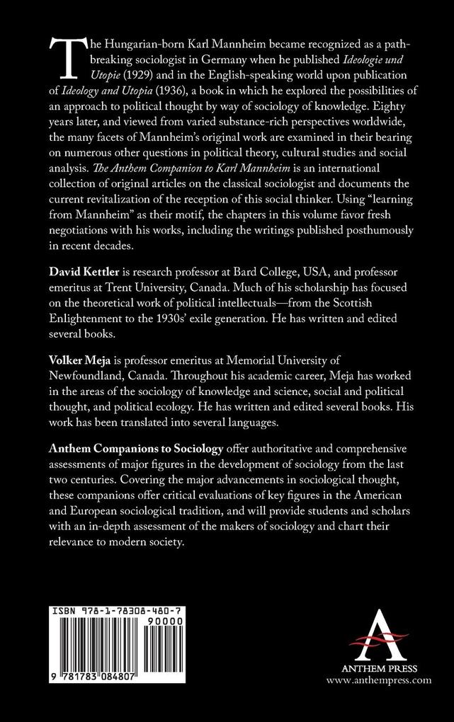 Weitere Ansicht: The Anthem Companion to Karl Mannheim