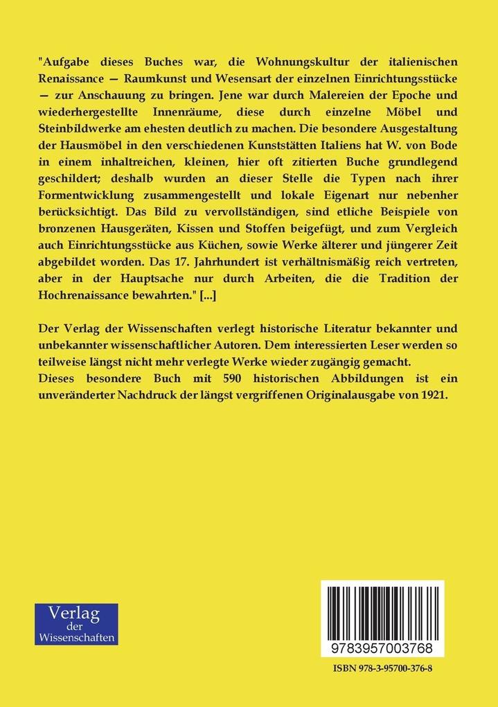 Weitere Ansicht: Wohnungskultur und Möbel der italienischen Renaissance | Frida Schottmüller