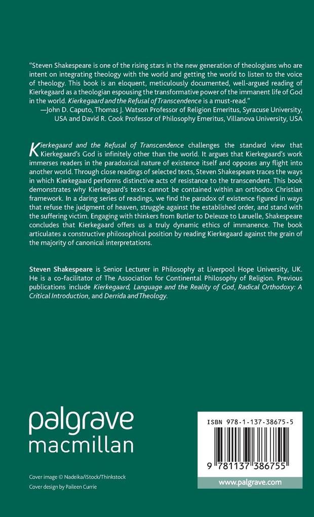Weitere Ansicht: Kierkegaard and the Refusal of Transcendence | Steven Shakespeare