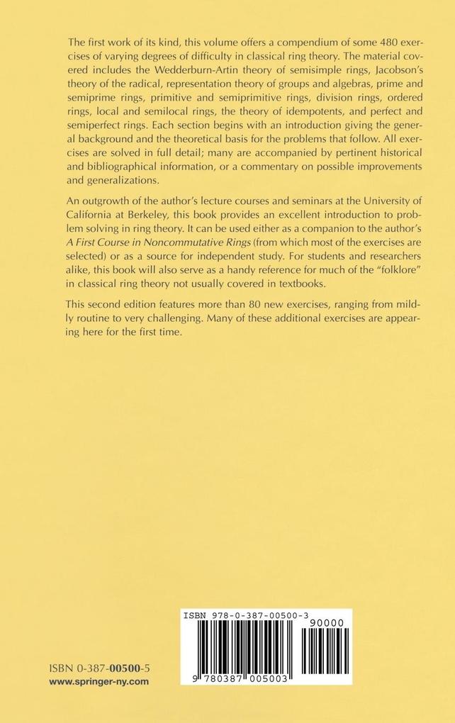 Weitere Ansicht: Exercises in Classical Ring Theory | T.Y. Lam