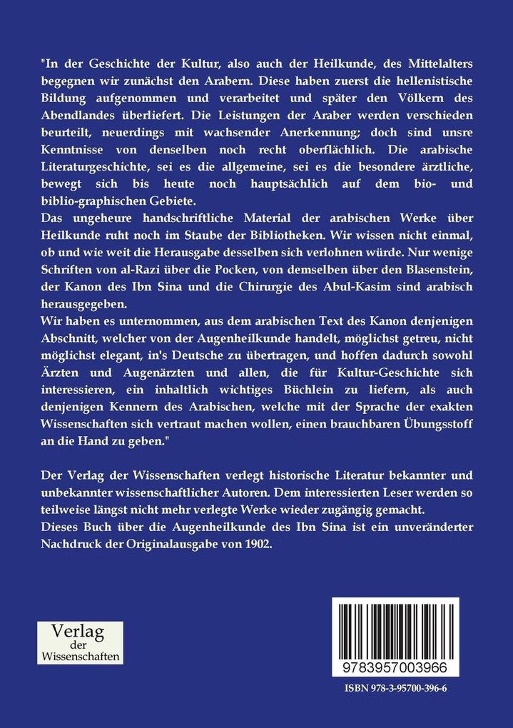 Weitere Ansicht: Die Augenheilkunde des Ibn Sina | Avicenna, Julius Hirschberg