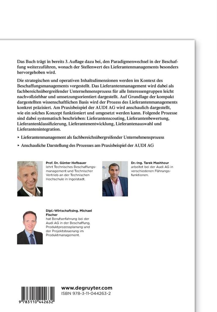 Weitere Ansicht: Lieferantenmanagement | Günter Hofbauer, Tarek Mashhour, Michael Fischer