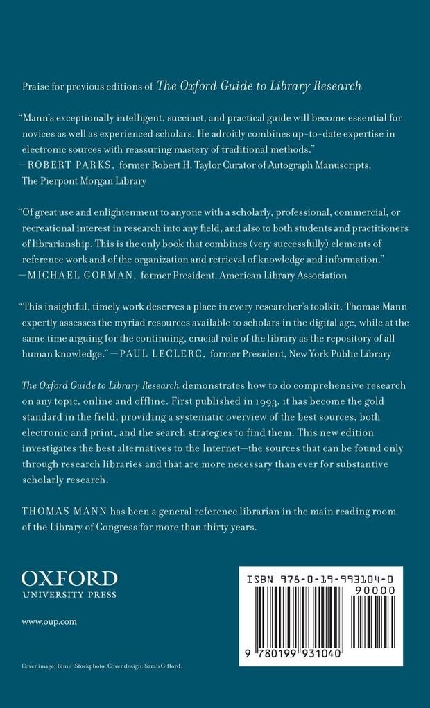 Weitere Ansicht: The Oxford Guide to Library Research | Mann