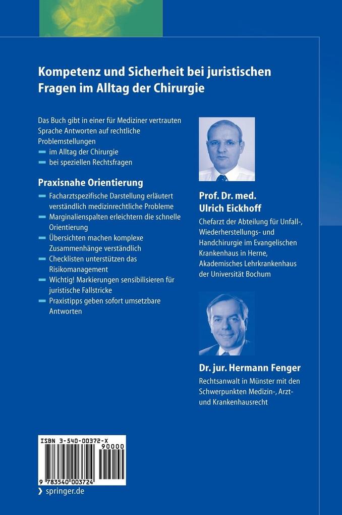 Weitere Ansicht: Chirurgie und Recht | Ulrich Eickhoff, Hermann Fenger