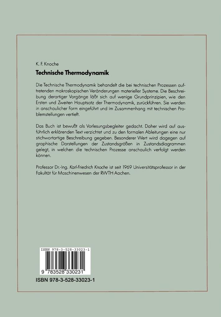 Weitere Ansicht: Technische Thermodynamik | Karl Fr. Knoche, Karl-Friedrich Knoche