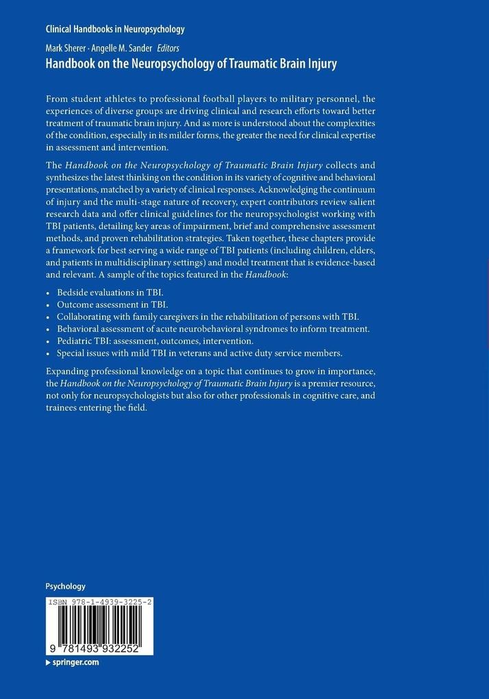 Weitere Ansicht: Handbook on the Neuropsychology of Traumatic Brain Injury