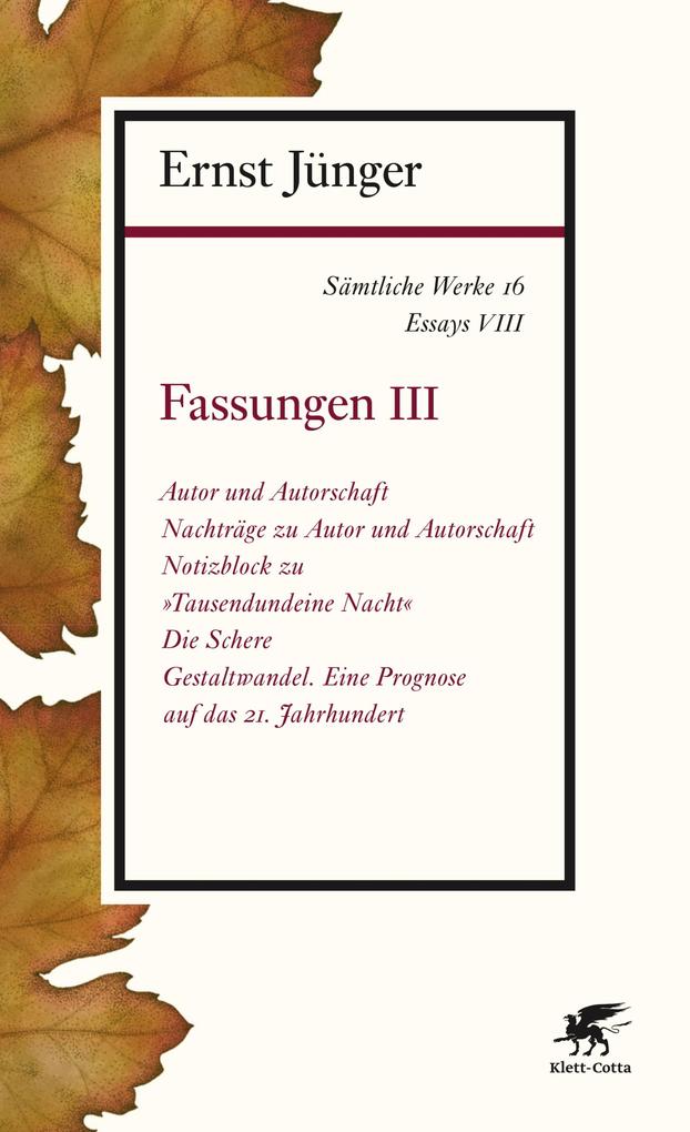 Produktbild: Sämtliche Werke - Band 16 | Ernst Jünger
