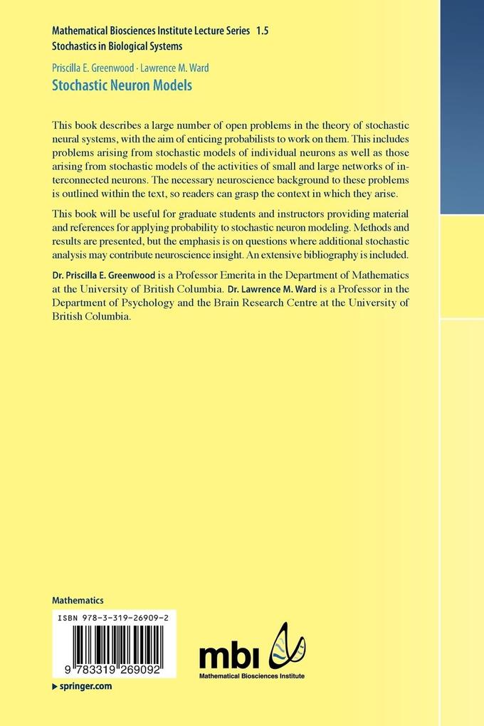 Weitere Ansicht: Stochastic Neuron Models | Priscilla E. Greenwood, Lawrence M. Ward