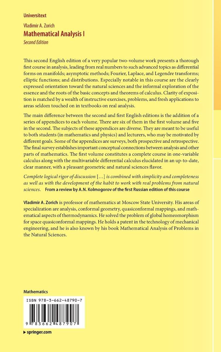 Weitere Ansicht: Mathematical Analysis I | V. A. Zorich, Vladimir A. Zorich