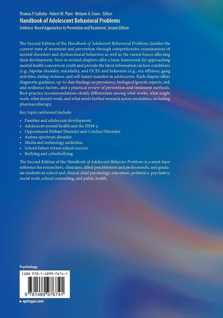 Weitere Ansicht: Handbook of Adolescent Behavioral Problems