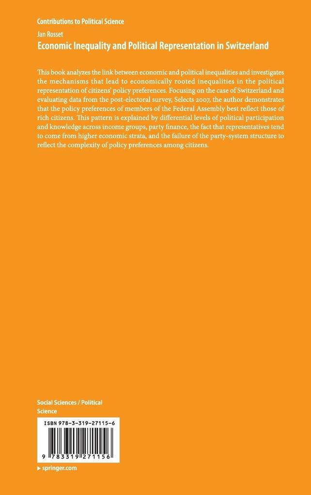 Weitere Ansicht: Economic Inequality and Political Representation in Switzerland | Jan Rosset