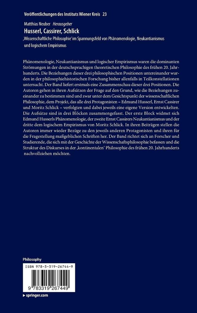 Weitere Ansicht: Husserl, Cassirer, Schlick