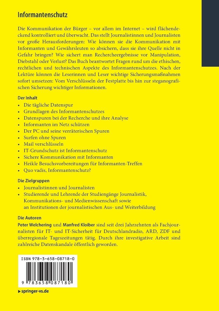 Weitere Ansicht: Informantenschutz | Peter Welchering, Manfred Kloiber