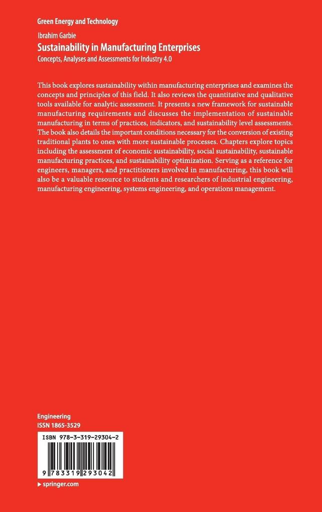 Weitere Ansicht: Sustainability in Manufacturing Enterprises | Ibrahim Garbie