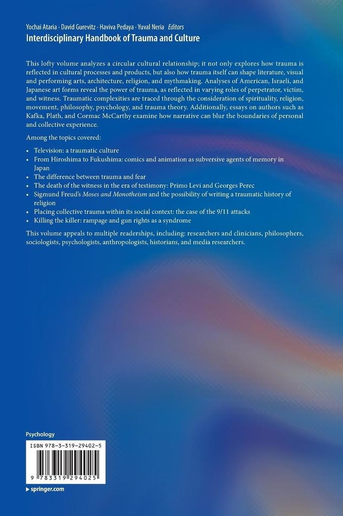 Weitere Ansicht: Interdisciplinary Handbook of Trauma and Culture