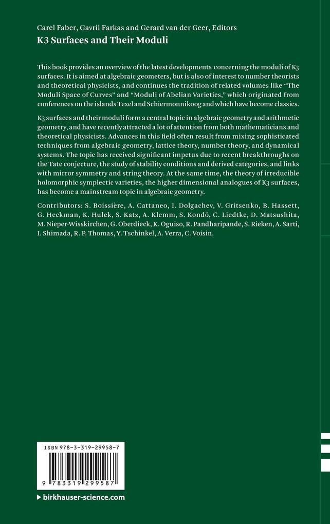 Weitere Ansicht: K3 Surfaces and Their Moduli