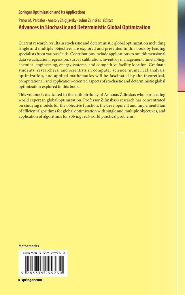 Weitere Ansicht: Advances in Stochastic and Deterministic Global Optimization