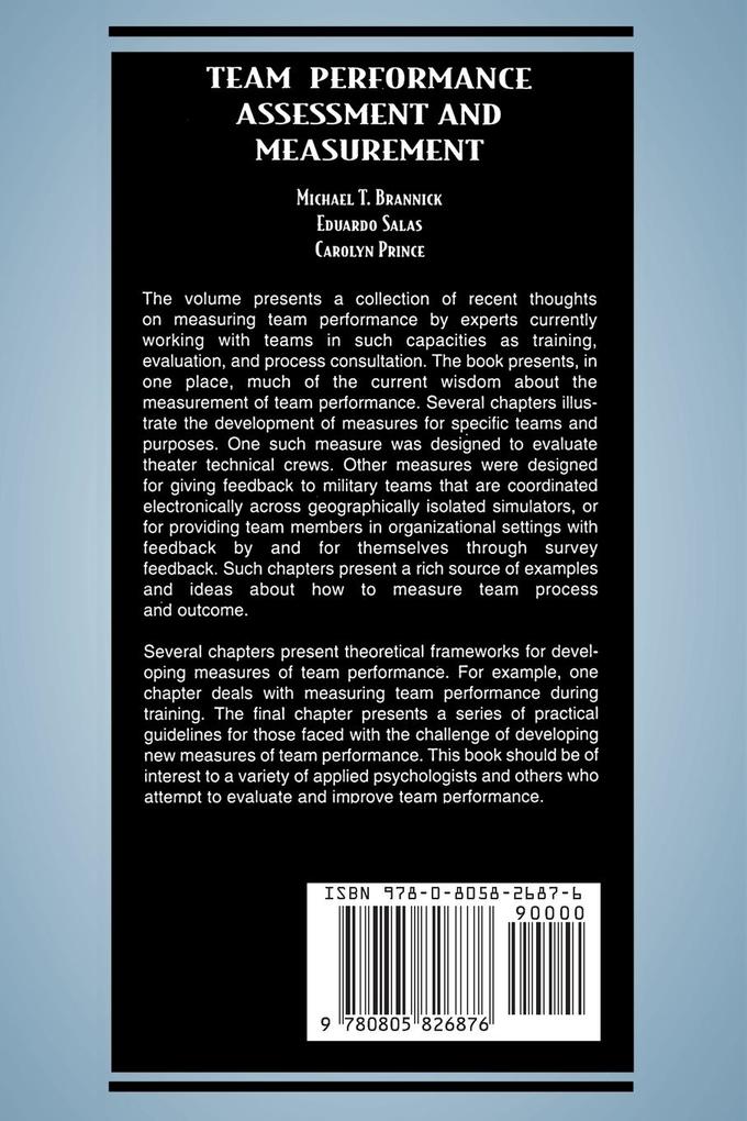 Weitere Ansicht: Team Performance Assessment and Measurement