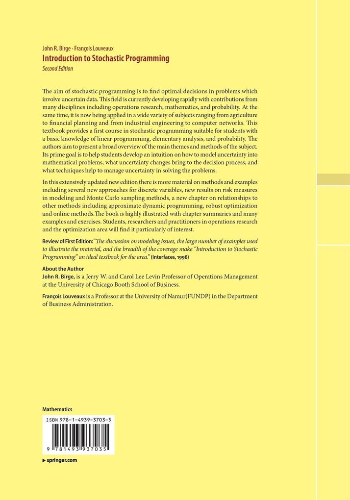 Weitere Ansicht: Introduction to Stochastic Programming | John R. Birge, François Louveaux